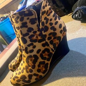 NEW Leopard Print Wedge Suede